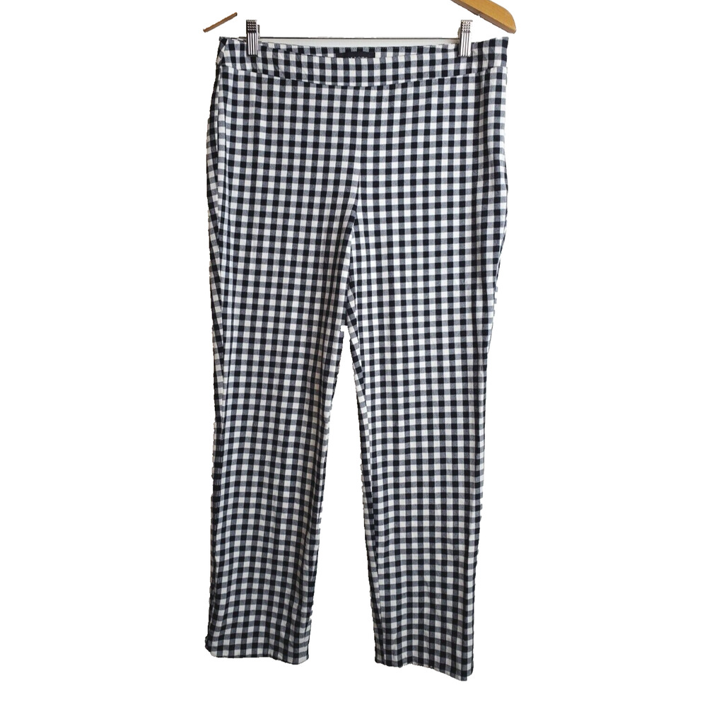 Talbots Womens 8 Chatham Pants Pixie Black & White Gingham Straight Leg